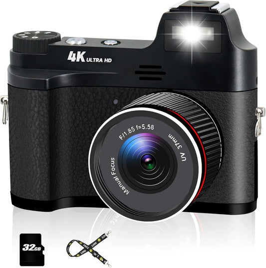 4K Vlogging Camcorder 48MP — 16X Zoom with 32GB SD