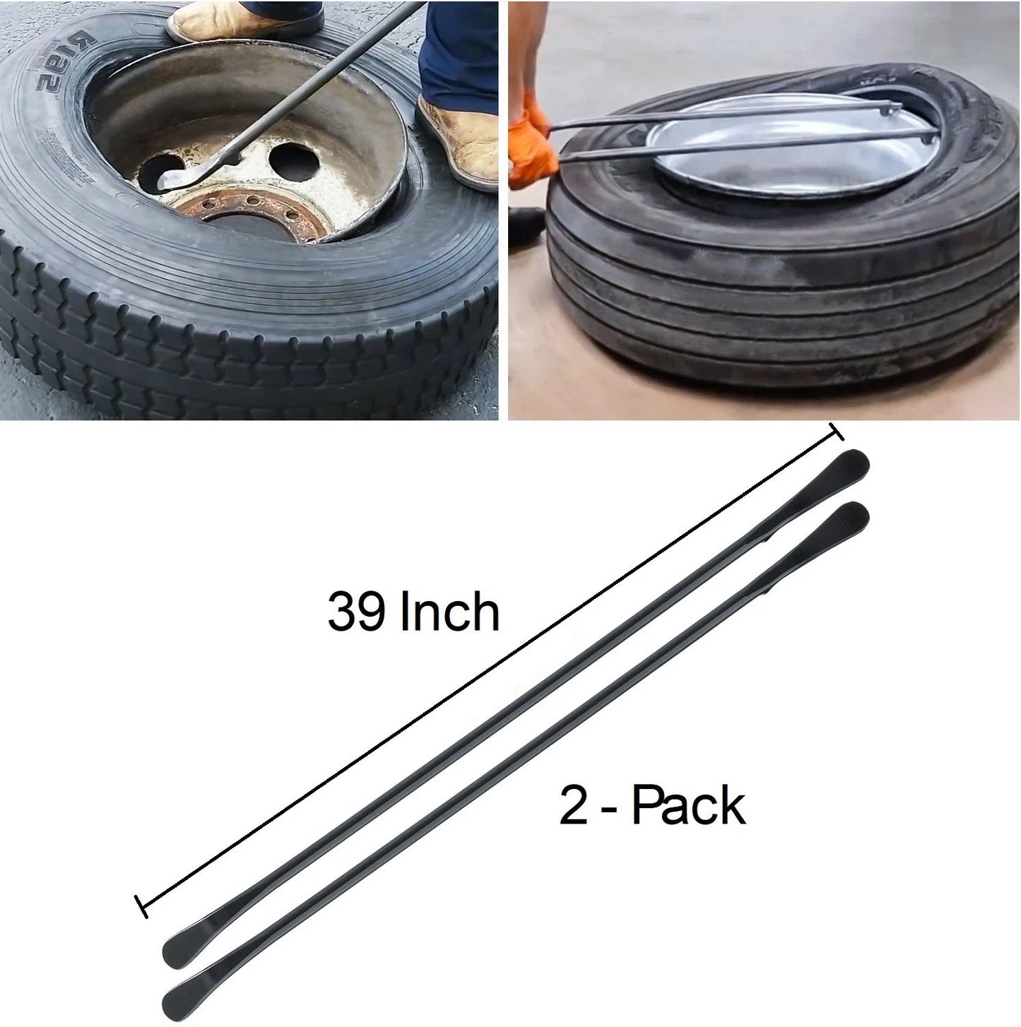 2-Pack Tire Mount and Demount Iron Tubeless Tire Removal Tool 39 in Black