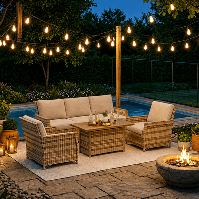 Premium Wicker Patio Set - Beige