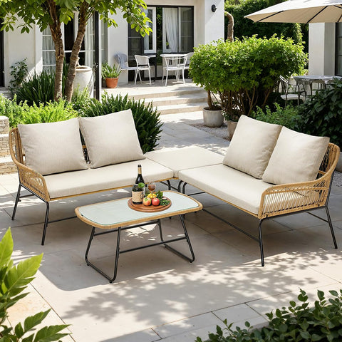 L-shaped outdoor sofa