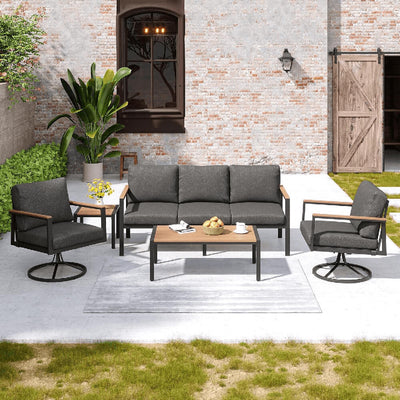 Five-seater simple outdoor sofa - dark gray