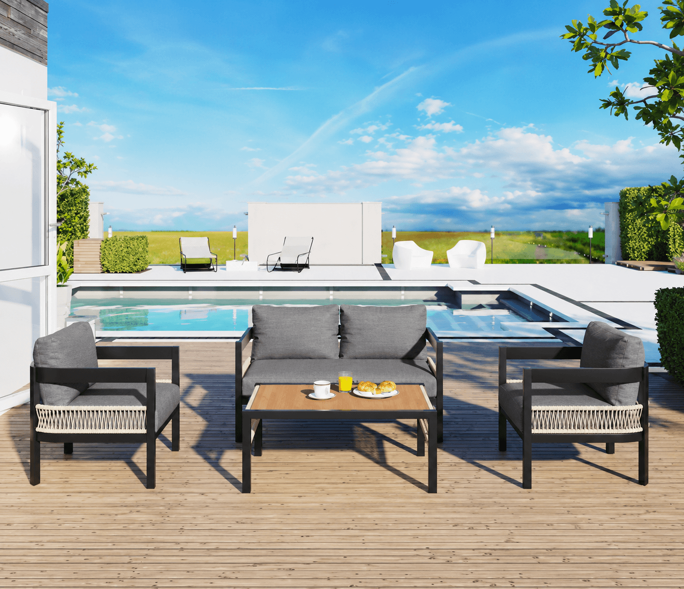 Patio Furniture and Outdoor table - gray