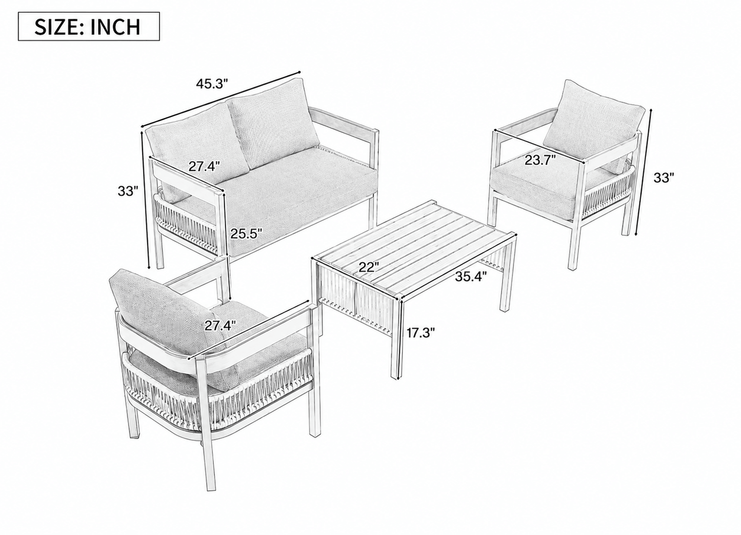 Patio Furniture and Outdoor table - gray