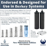 Combo Pack - 2 Berkey PF-2 Fluoride and Arsenic Reduction Elements + 2 NSF 42/372 Certified Phoenix Gravity New Millennium Edition Filter Elements