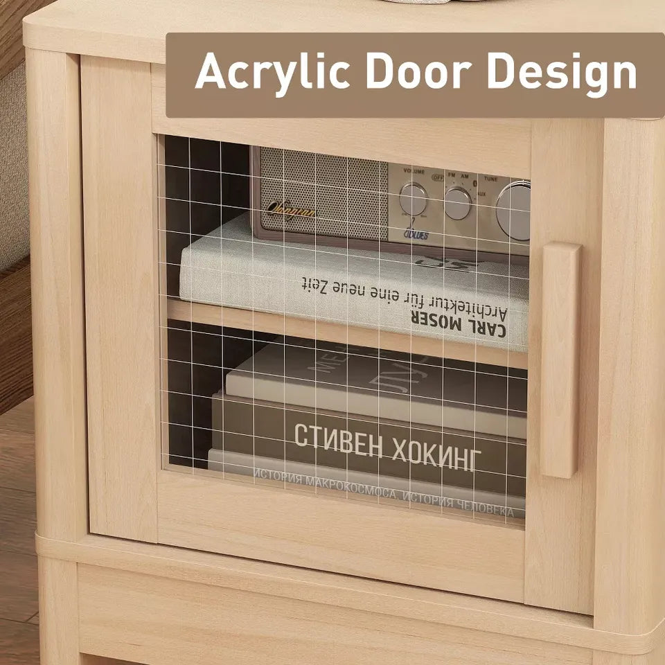 Set of 2 Modern Nightstands with Acrylic Doors