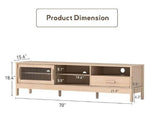 Modern Oak TV Stand with Acrylic Sliding Doors - Fits Up to 75" TV