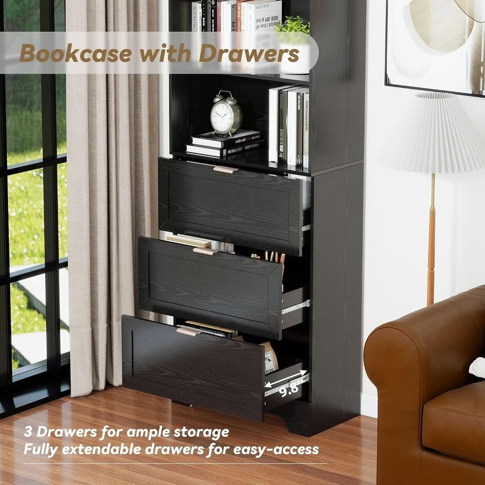 70" Tall Bookcase with Drawers
