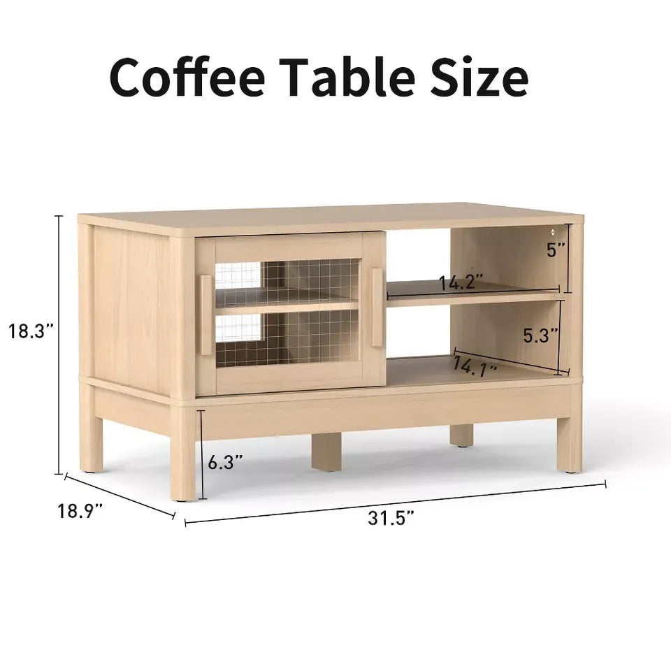 Modern Coffee Table with Acrylic Sliding Door