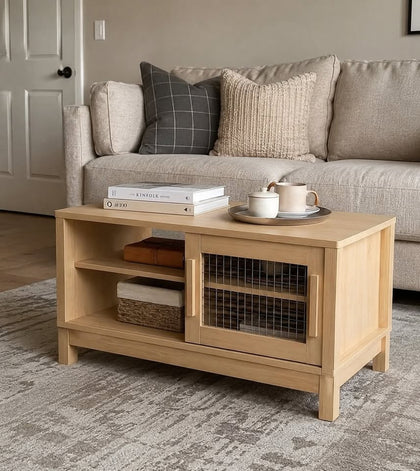 Modern Coffee Table with Acrylic Sliding Door
