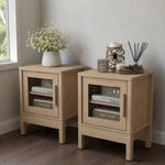 Set of 2 Modern Nightstands with Acrylic Doors