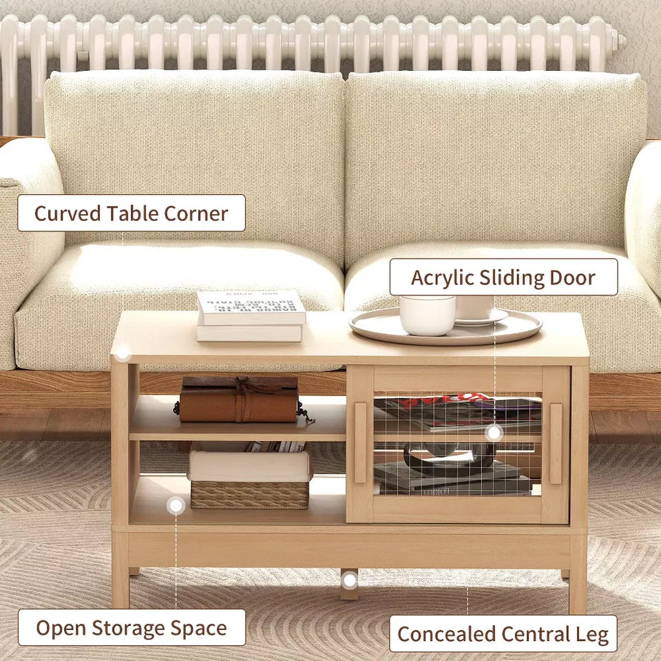 Modern Coffee Table with Acrylic Sliding Door