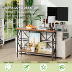 47" Narrow Console Table - X-Frame Industrial Style - Entryway/Sofa Table