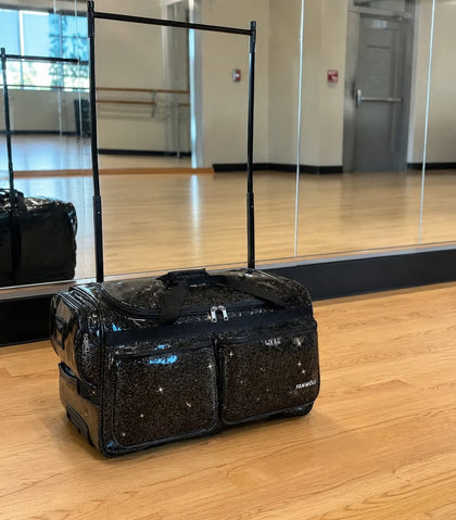Rolling Dance Competition Duffle 28" - Detachable Rack, Glitter, Anti-Tip