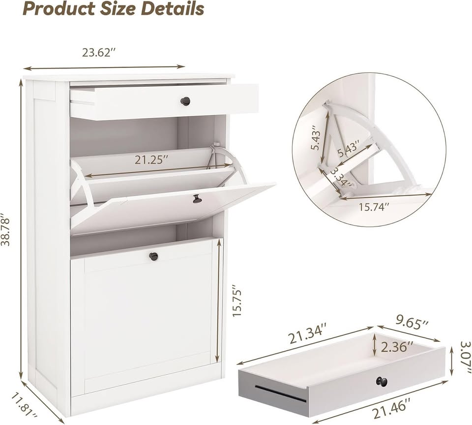 Slim Shoe Storage Cabinet - Hides 10 Pairs, Pet-Proof - White