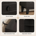 63" Modern Buffet Cabinet - Black w/ Rounded Panel Doors