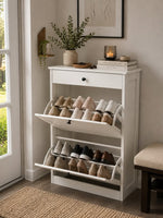 Slim Shoe Storage Cabinet - Hides 10 Pairs, Pet-Proof - White