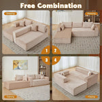 L-Shaped Modular Corduroy Sectional Sofa with Chaise - Sleeper Sofa Bed