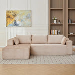 L-Shaped Modular Corduroy Sectional Sofa with Chaise - Sleeper Sofa Bed