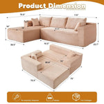 L-Shaped Modular Corduroy Sectional Sofa with Chaise - Sleeper Sofa Bed