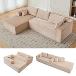 L-Shaped Modular Corduroy Sectional Sofa with Chaise - Sleeper Sofa Bed