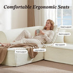 CHITA 112" Cream Corduroy L-Shaped Sectional
