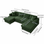123" Green Corduroy U-Shape Sectional Sofa