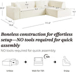 CHITA 112" Cream Corduroy L-Shaped Sectional
