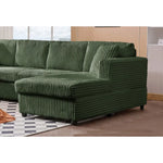 123" Green Corduroy U-Shape Sectional Sofa