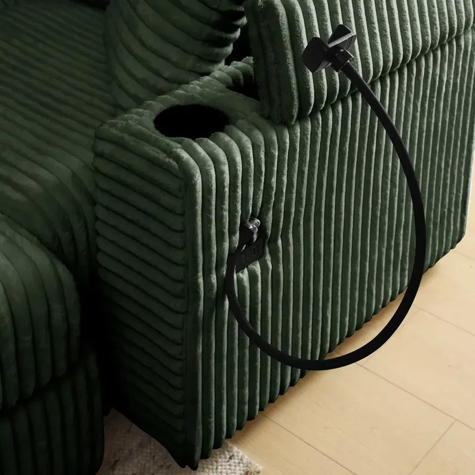 104" L-Shaped Corduroy Sectional with Storage Arms