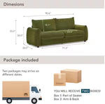 Ayla 90" Moss Green Sofa with Flared Arms