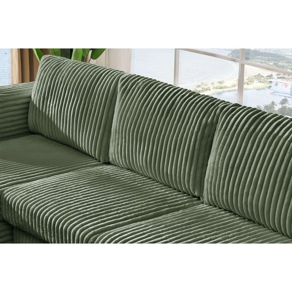 123" Green Corduroy U-Shape Sectional Sofa