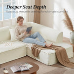 CHITA 112" Cream Corduroy L-Shaped Sectional