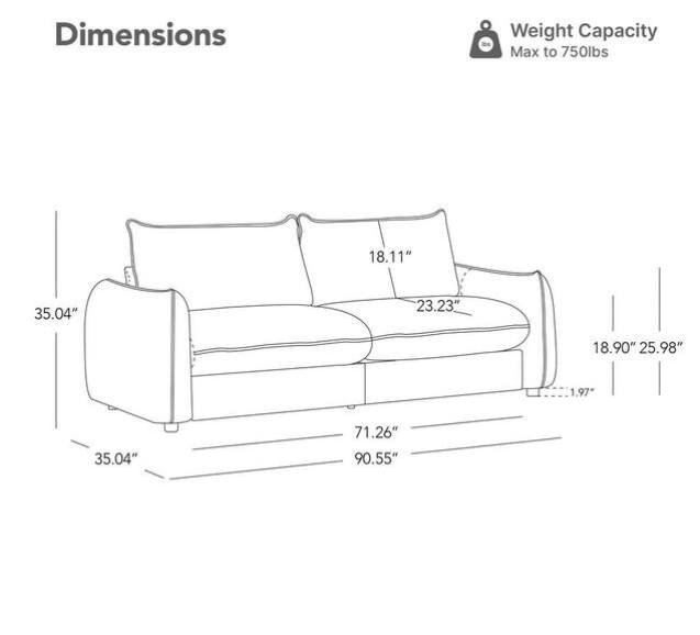 Ayla 90" Moss Green Sofa with Flared Arms