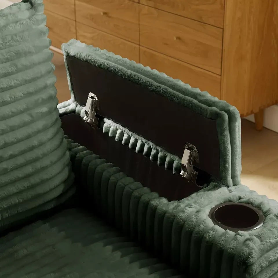 104" L-Shaped Corduroy Sectional with Storage Arms