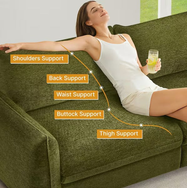Ayla 90" Moss Green Sofa with Flared Arms