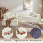 CHITA 112" Cream Corduroy L-Shaped Sectional