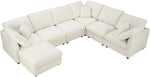 Beige Modular L-Shaped Sectional with Ottoman