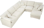 Beige Modular L-Shaped Sectional with Ottoman