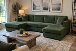 123" Green Corduroy U-Shape Sectional Sofa