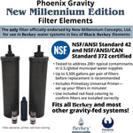Berkey - Phoenix Gravity New Millennium Edition Filter Elements -NSF 42/372- NMCL Endorsed Replacement in Lieu of Black Berkey Elements BB9-2 Set of 2