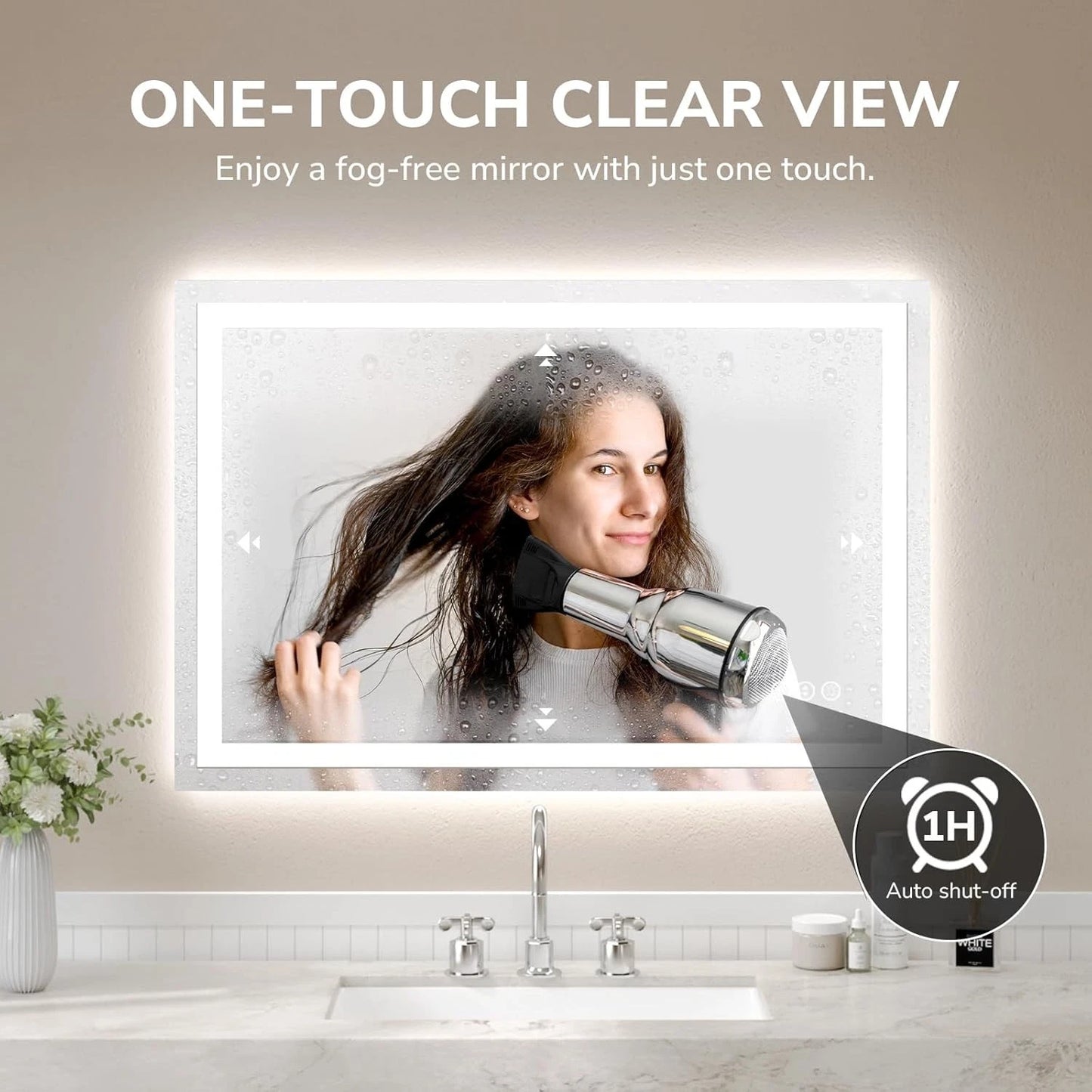 LED Bathroom Mirror with Lights Backlit 48x32 Inches