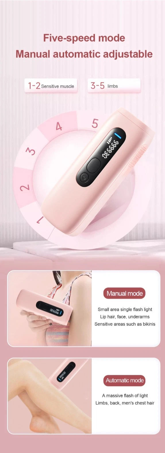 IPL Hair Removal Laser Permanent Body epilator Painless Device 999,999 Flashes