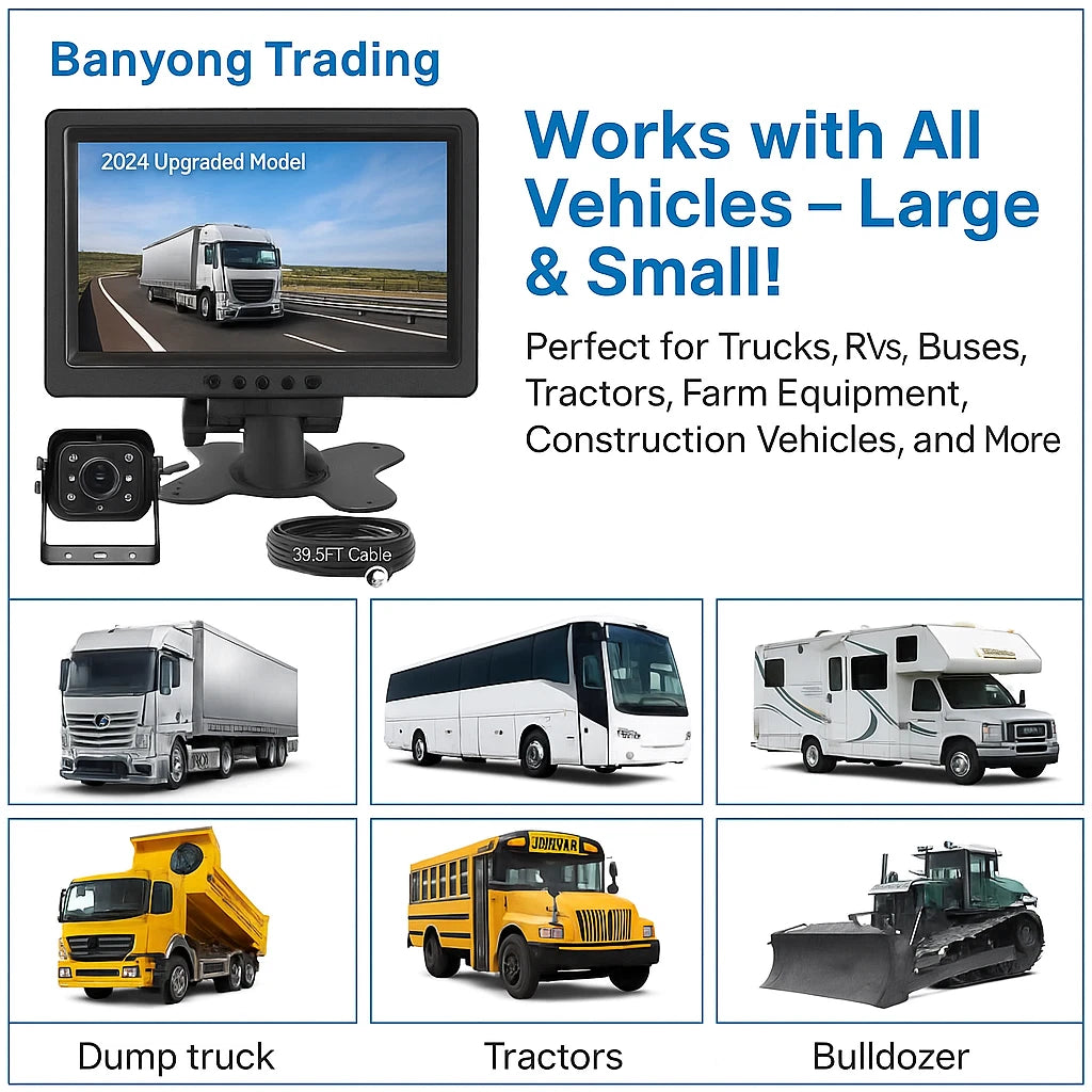 Wireless RV Backup Camera System 7'' 1080P HD Monitor Night Vision Waterproof