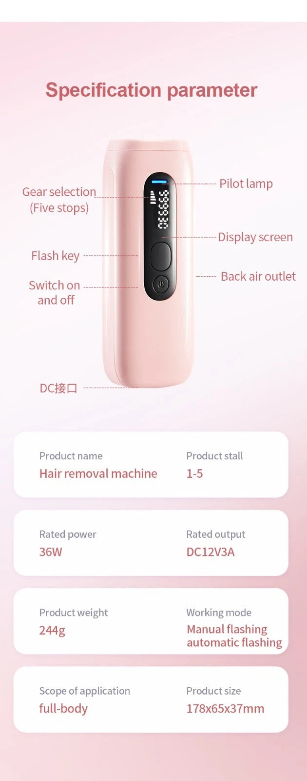 IPL Hair Removal Laser Permanent Body epilator Painless Device 999,999 Flashes