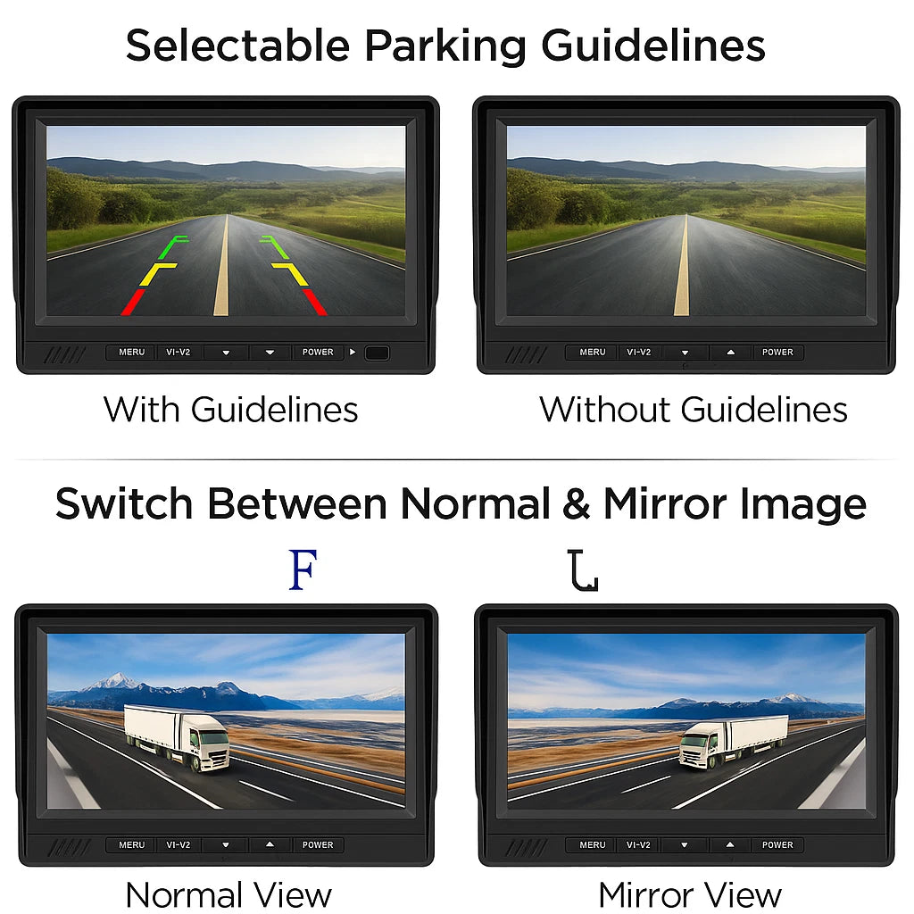 Wireless RV Backup Camera System 7'' 1080P HD Monitor Night Vision Waterproof