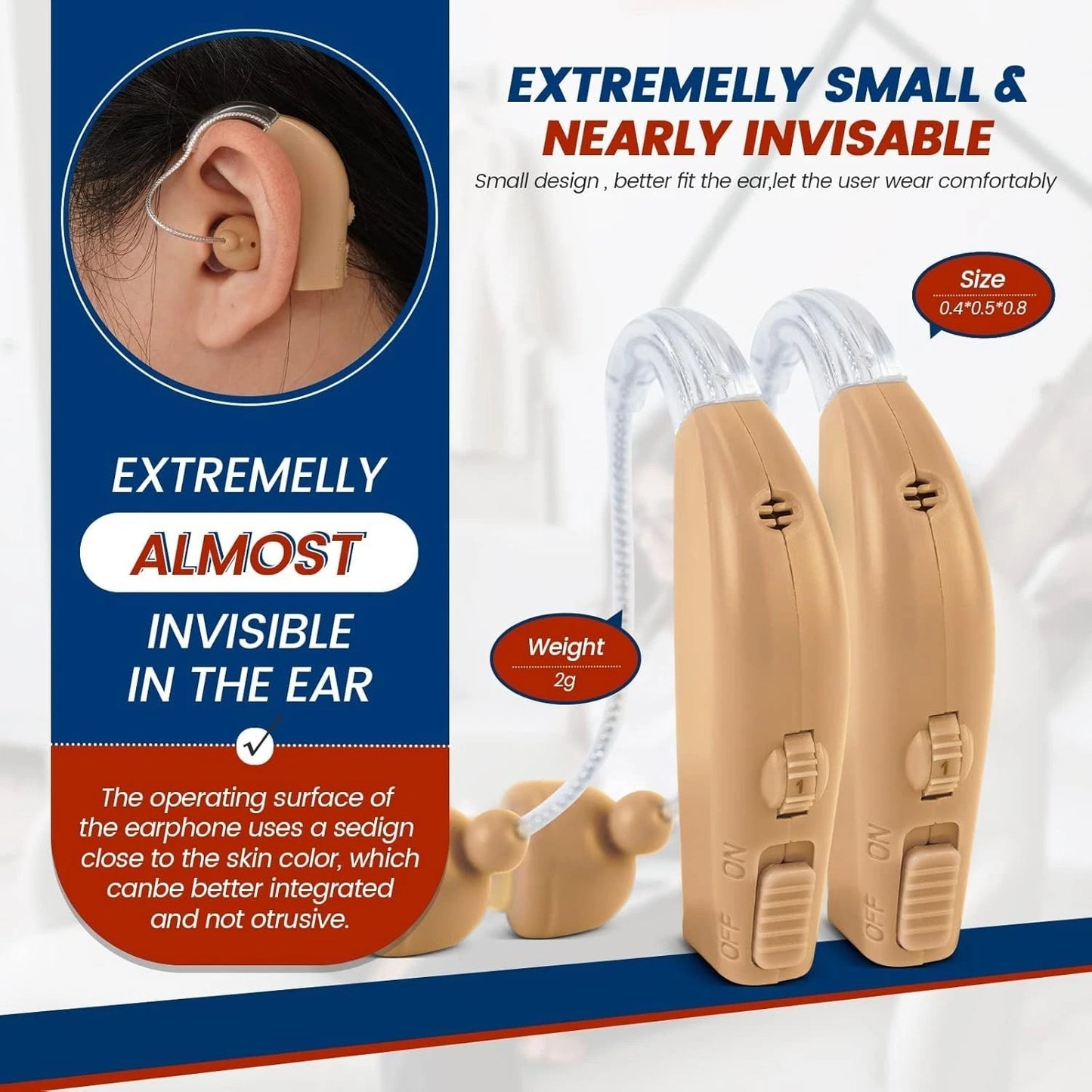 Rechargeable BTE Hearing Aids (Pair) — Model B