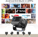 Smart Projector 4K Wifi 1080P Bluetooth Built-In Apps Auto Focus Android