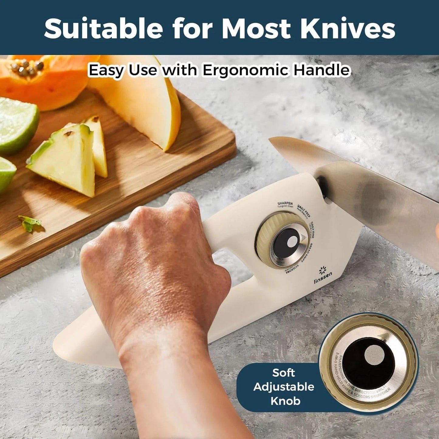 Knife Sharpener 5-Stage Adjustable Diamond Ceramic Steel for Chef Kitchen Knives