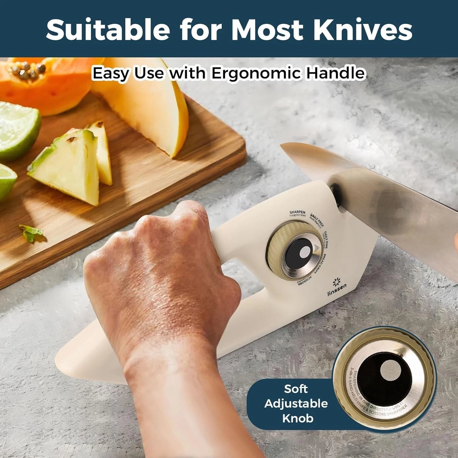 Knife Sharpener 5-Stage Adjustable Diamond Ceramic Steel for Chef Kitchen Knives