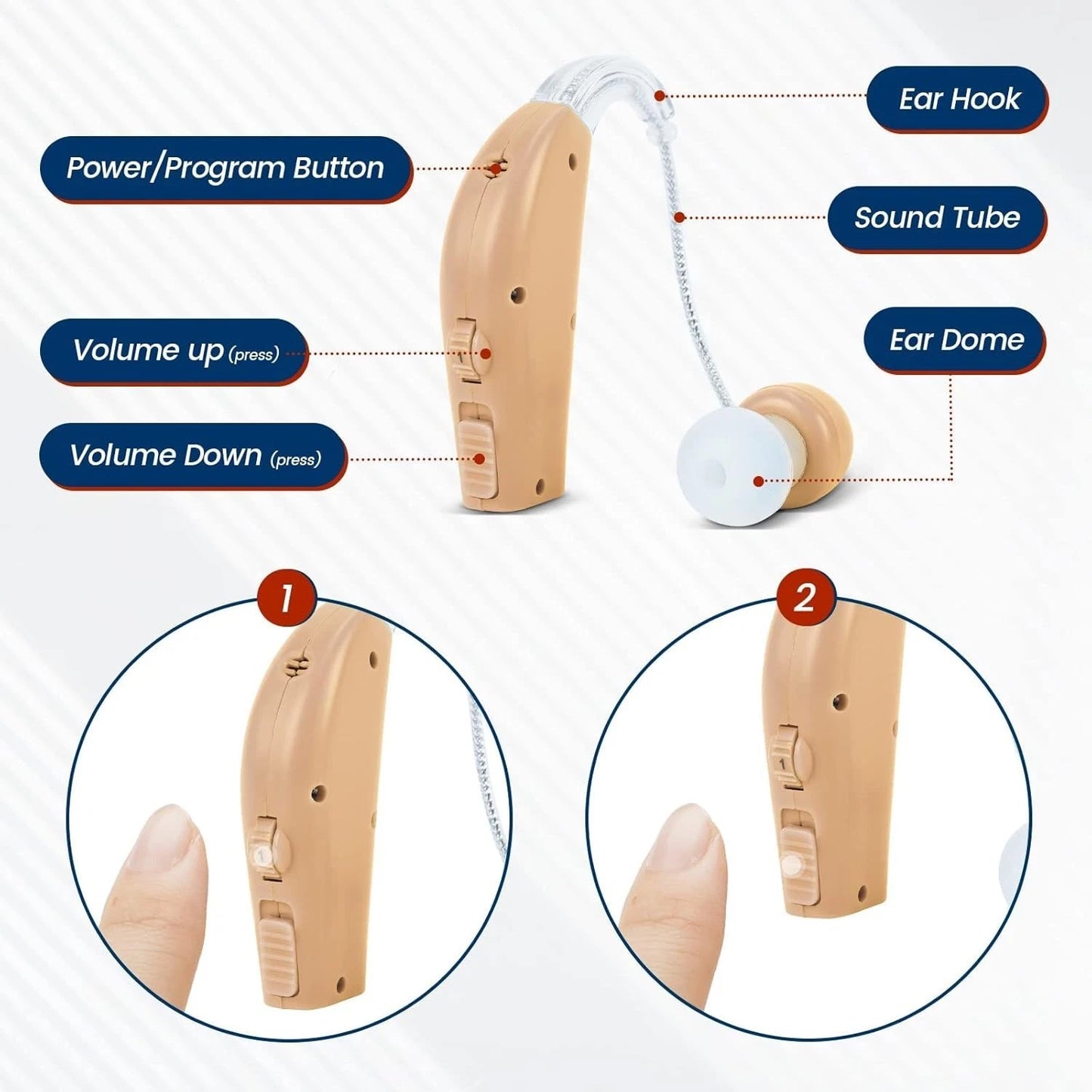 Rechargeable BTE Hearing Aids (Pair) — Model B